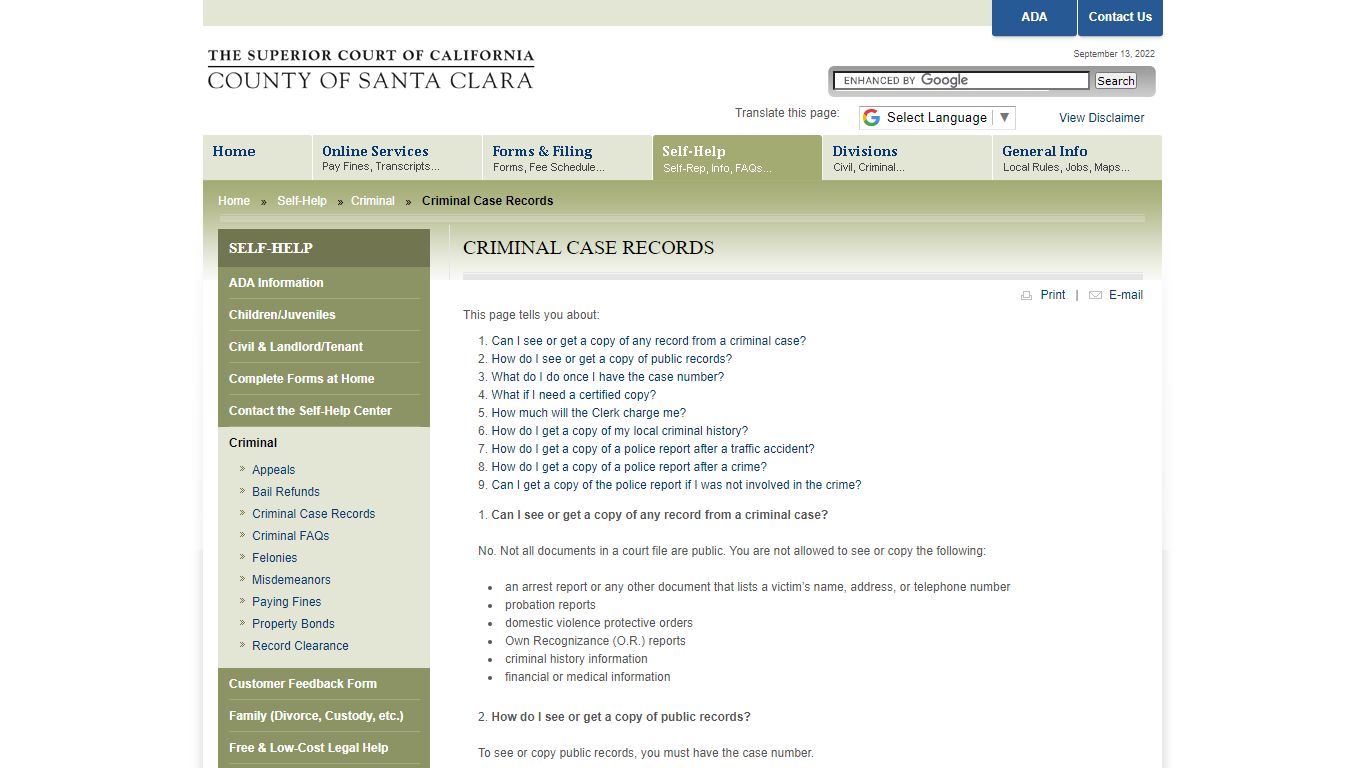 Criminal Case Records - The Superior Court of California, County of ...